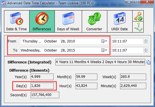 Time Differences Interface