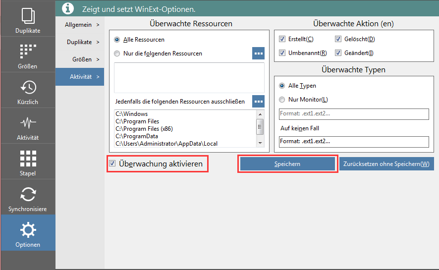 Aktivieren / Deaktivieren der Überwachung