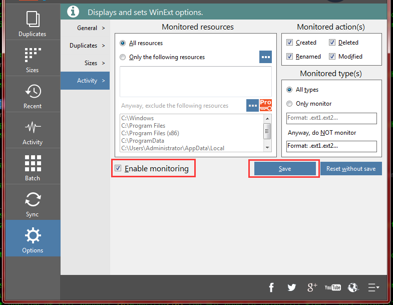 Enable / Disable Monitoring